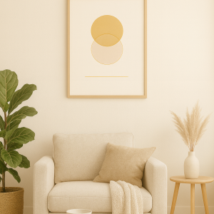 Modern Minimalist Wall Art – Geometric Abstract Circles in Neutral Tones | Boho Living Room Decor