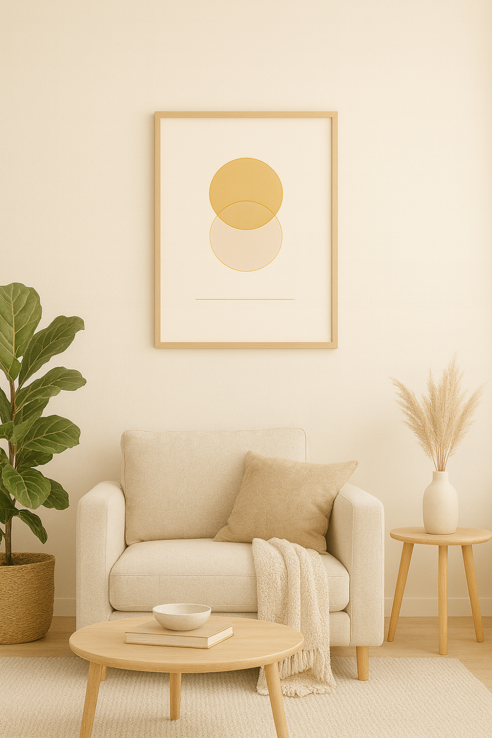 Modern Minimalist Wall Art – Geometric Abstract Circles in Neutral Tones | Boho Living Room Decor