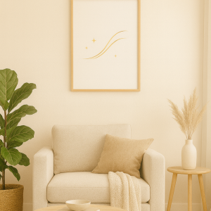 Golden Minimalist Line Art – Elegant Abstract Wall Decor for Modern Living Rooms